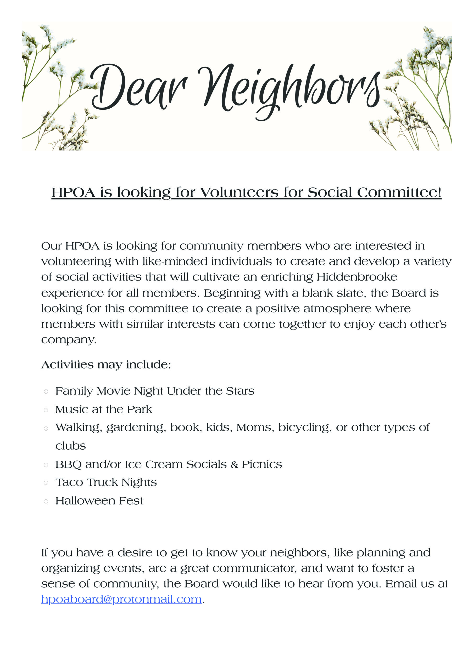 seeking social committee in Hiddenbrooke Vallejo
