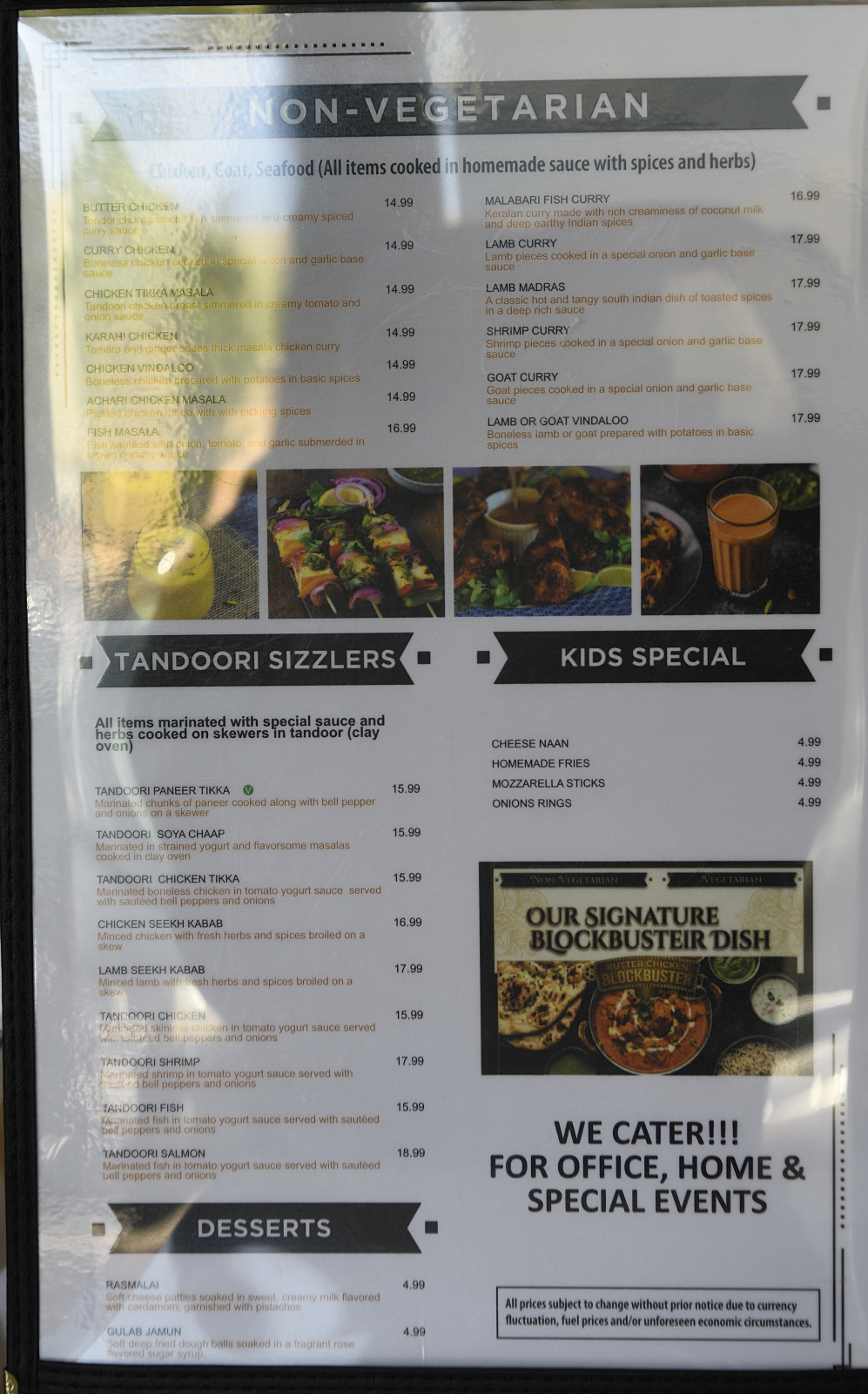 Butter Chicken Blockbuster restaurant menu at Hiddenbrooke Plaze